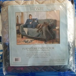 Love seat furniture cover. Charcoal/beige.